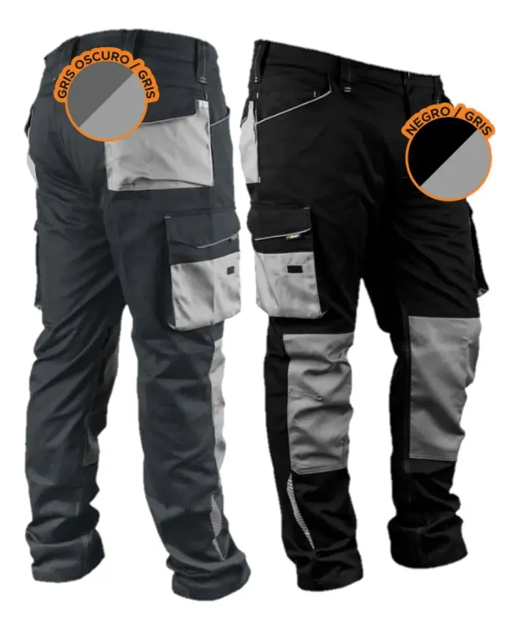 Pantalón Cargo Bicolor Con Rodillas Reforzadas